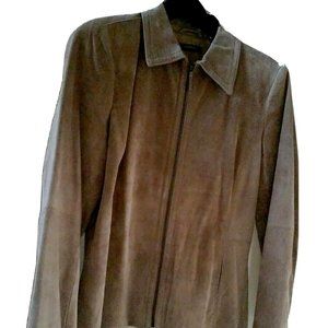 Vintage Liz Claiborne Camel/Wheat Suede 100% Leather Motorcycle Jacket Full Zip